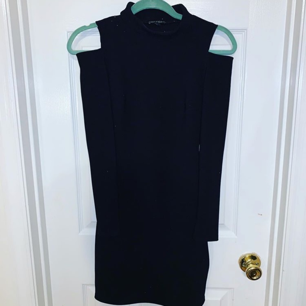 Express Cold Shoulder Ribbed Body Con Dress